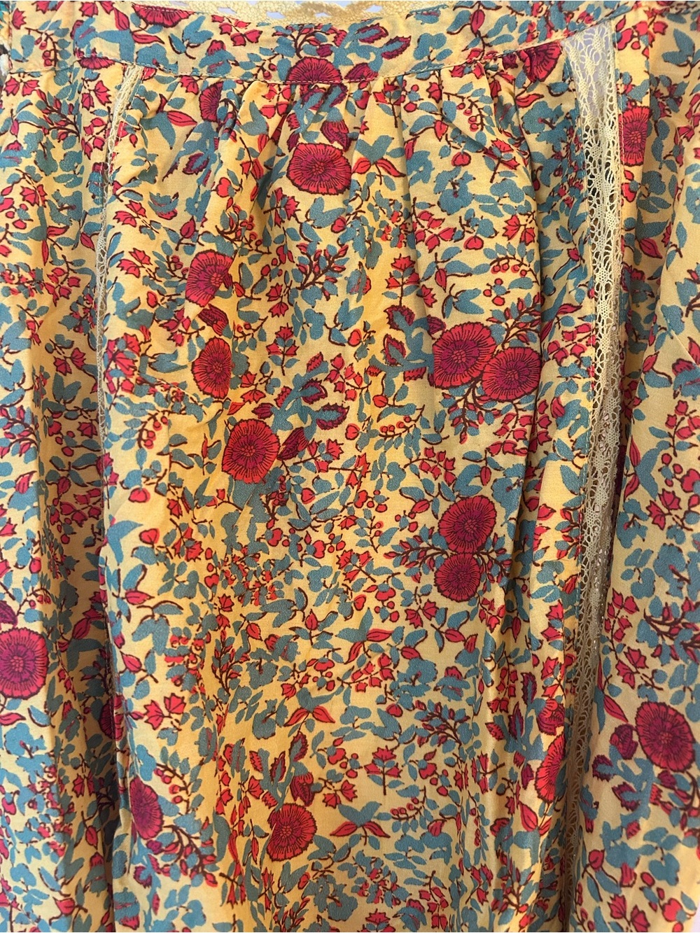 Roller Rabbit Yellow Floral Maxi Dress with Red Accents - Picture 3 of 4